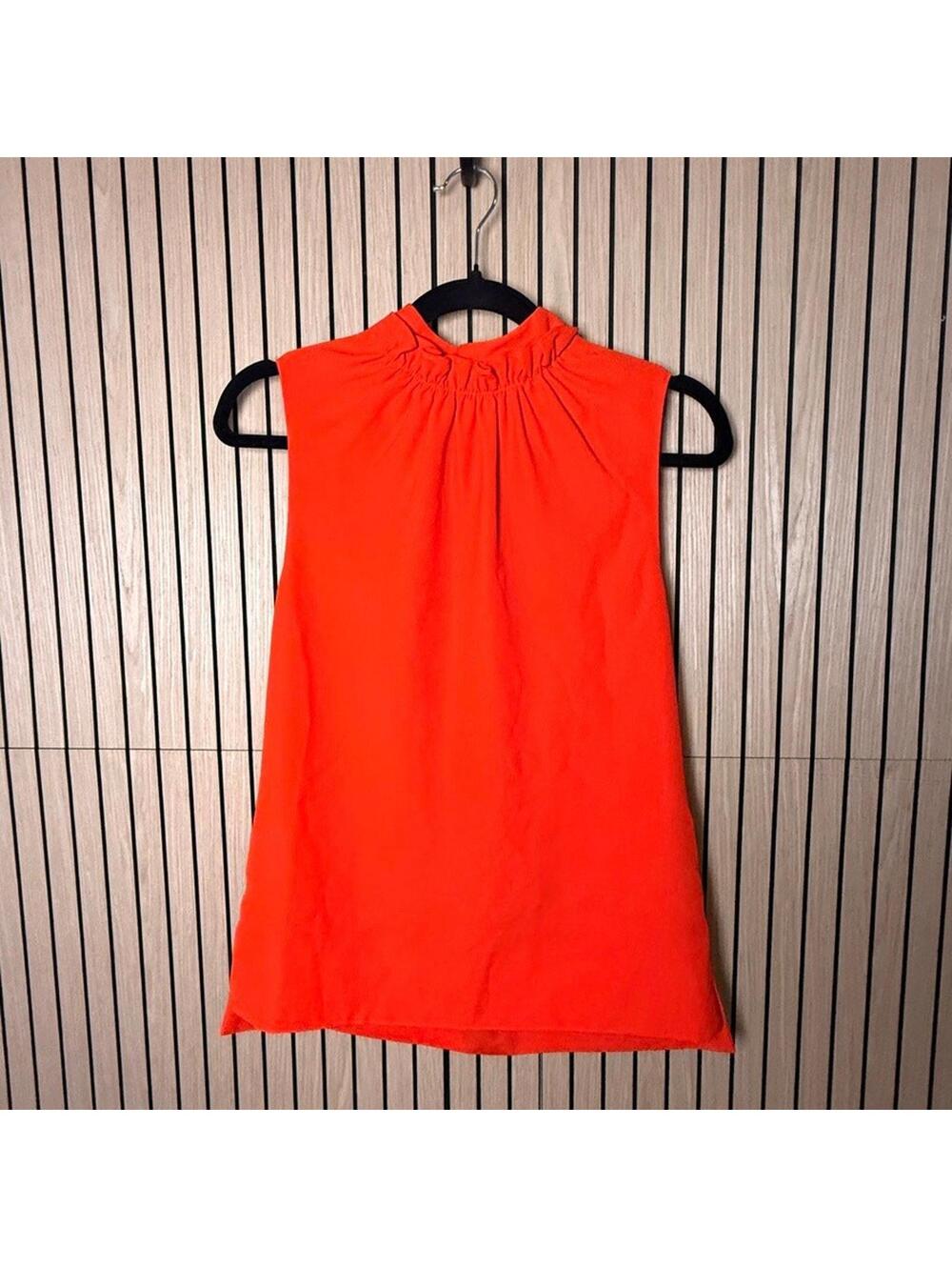 054 Ted Baker Audrye Ruffle Neck Sleeveless Top (Size 0, Red, NWOT)